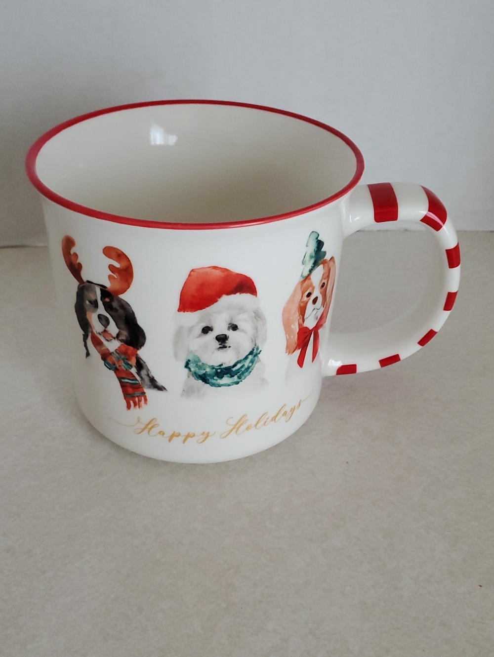 Holiday Dogs Ceramic Mug - Red Accent
